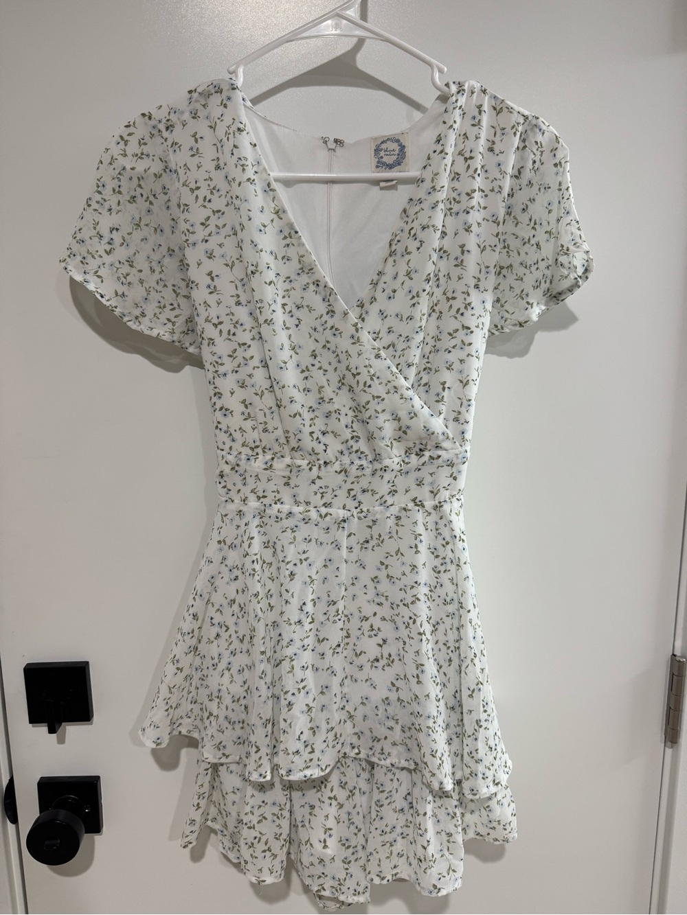 Francesca's Blue Floral Tie Romper